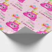 Pink Poop Emoji Prinses Verjaardagsfeestje Cadeaupapier (Hoek)