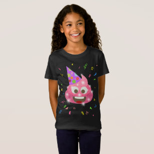 Pink Poop Funny Kinder Emoji Birthday Party T-shirt