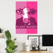 Pink Pop Art Koe Poster - Plant-vooringenomen (Thuiskantoor)