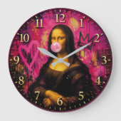 Pink Pop Art Mona Lisa Grote Klok (Voorkant)