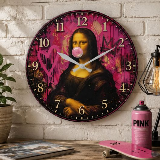 Pink Pop Art Mona Lisa Grote Klok