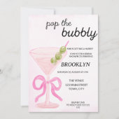 Pink Pop The Bubbly Martini Bridal Shower Kaart (Voorkant)