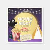 Pink Popcorn Movie Night Birthday Party Servet (Voorkant)