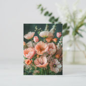 Pink Poppies and Snapdragon Blooms Briefkaart (Staand voorkant)