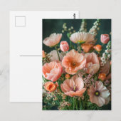 Pink Poppies and Snapdragon Blooms Briefkaart (Voorkant / Achterkant)