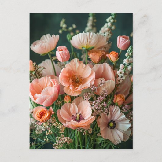 Pink Poppies and Snapdragon Blooms Briefkaart (Voorkant)