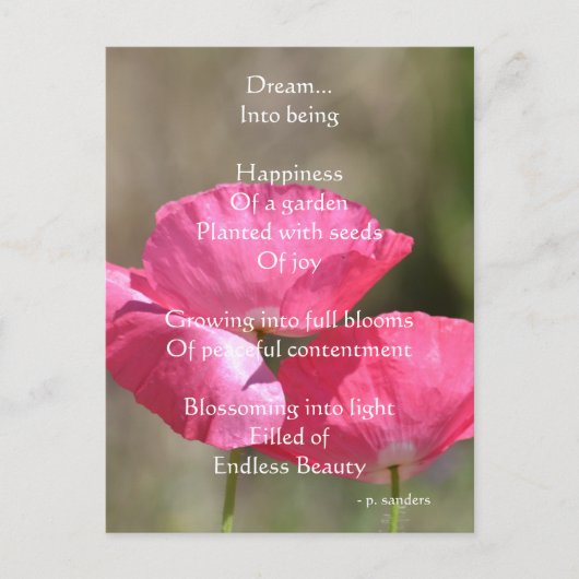 Pink Poppies Dream Poem Briefkaart (Voorkant)