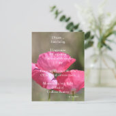 Pink Poppies Dream Poem Briefkaart (Staand voorkant)