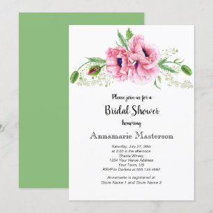 Pink Poppies Greenery Bouquet Vrijgezellenfeest   Kaart