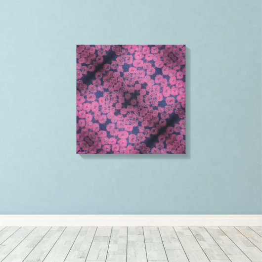 Pink Poppies Mandala Stretched Canvas Print (Insitu (Houten vloer))