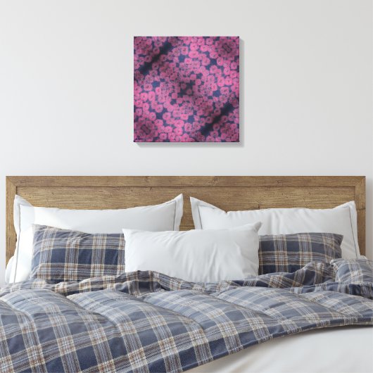 Pink Poppies Mandala Stretched Canvas Print (Insitu (Slaapkamer))