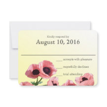 Pink Poppies Wedding Response Kaart