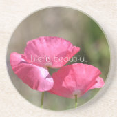 Pink Poppies Zandsteen Onderzetter (Voorkant)