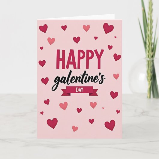 Pink Popping Hearts Galentines Card Kaart (Voorkant)