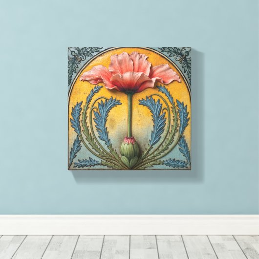 Pink Poppy at Sunset Canvas Afdruk (Insitu (Houten vloer))