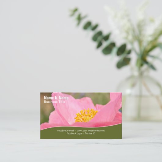 Pink Poppy Close-up foto dubbel bediend Visitekaartje (Staand voorkant)