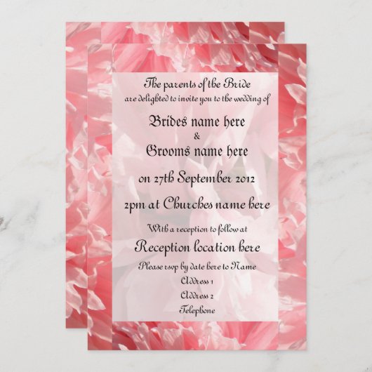 Pink Poppy Custom Wedding Invitations Kaart (Voorkant / Achterkant)