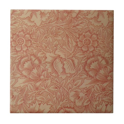 Pink Poppy (door William Morris) ( Patroon) Tegeltje (Voorkant)