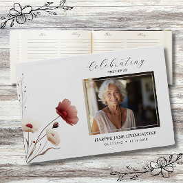 Pink Poppy Floral Funeral Memorial Gastenboek