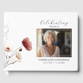 Pink Poppy Floral Funeral Memorial Gastenboek (Voorkant)