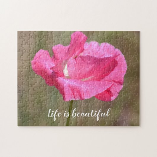 Pink Poppy Floral Inspirerend Quote Legpuzzel (Horizontaal)