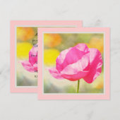 Pink Poppy Flower Baby shower Kaart (Voorkant / Achterkant)