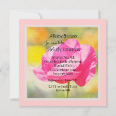 Pink Poppy Flower Baby shower Kaart (Achterkant)