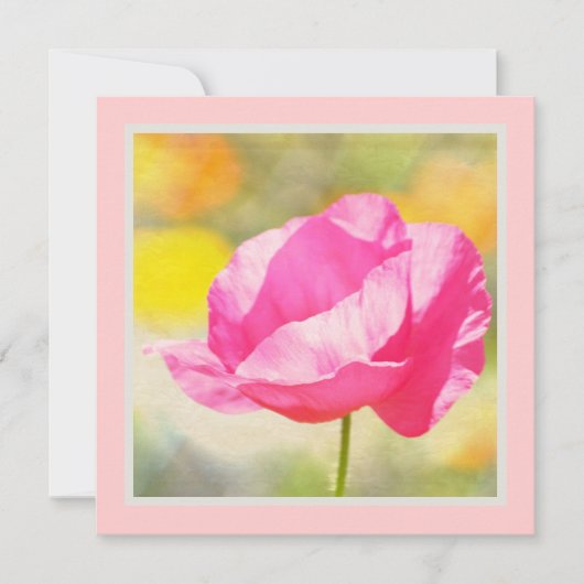 Pink Poppy Flower Baby shower Kaart (Voorkant)