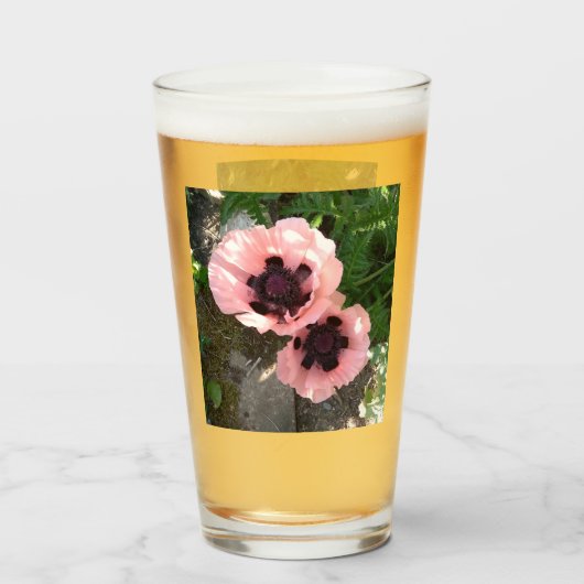 Pink Poppy Flower Glass Glas (Voorkant gevuld)