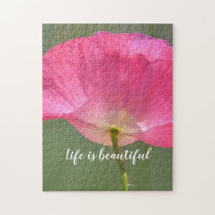 Pink Poppy Flower Inspirerend Quote Legpuzzel