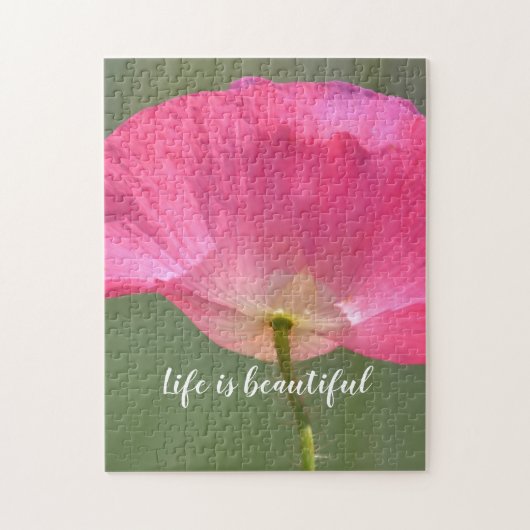 Pink Poppy Flower Inspirerend Quote Legpuzzel (Verticaal)