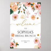 Pink Poppy Flowers Vrijgezellenfeest Welkom Poster (Voorkant)