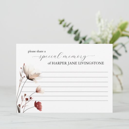 Pink Poppy Funeral Memorial Share a Memory Kaart (Staand voorkant)