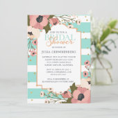 Pink Poppy Love | Uitnodiging voor bruidsdouche (Staand voorkant)