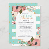 Pink Poppy Love | Uitnodiging voor bruidsdouche (Voorkant / Achterkant)