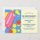 Pink Popsicle & aardbeien BBQ Party Kaart (Voorkant)