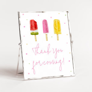 Pink Popsicle Baby shower Bedankt voor uw komst Poster