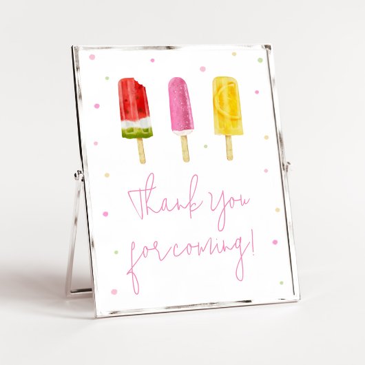 Pink Popsicle Baby shower Bedankt voor uw komst Poster