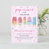 Pink Popsicle Ice Cream Pop op over verjaardagsfee Kaart (Staand voorkant)