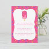 Pink Popsicle Summer Birthday Party Invitation Kaart (Staand voorkant)
