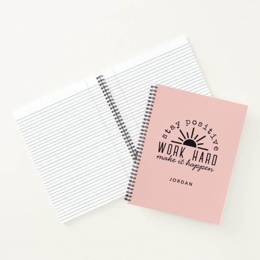 Pink Positive Motivational Mantra with Any Name Notitieboek (Binnen)