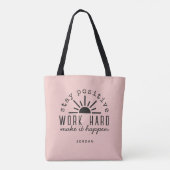 Pink Positive Motivational Quote with Any Name Tote Bag (Achterkant)