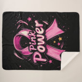 Pink Power borstkanker bewustzijn Sherpa Deken (Voorkant (horizontaal))