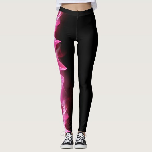 Pink Power Lightning Strike Lint Borstkanker Leggings (Voorkant)