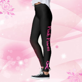 Pink Power Lightning Strike Lint Borstkanker Leggings