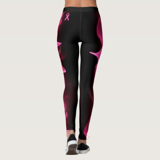 Pink Power Lightning Strike Lint Borstkanker Leggings (Achterkant)