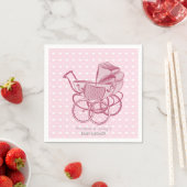 Pink Pram Hearts Baby shower gepersonaliseerd eleg Servet (Insitu)
