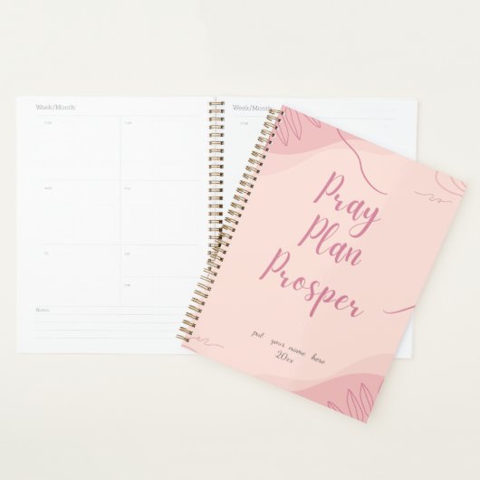 Pink Pray Plan Prosper Faith-Based Daily Planner (Display)