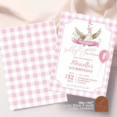 Pink Preppy Gekke Goose Verjaardagsuitnodiging Kaart