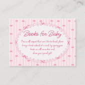 Pink preppy hand drawn baby shower book request informatiekaartje (Voorkant)